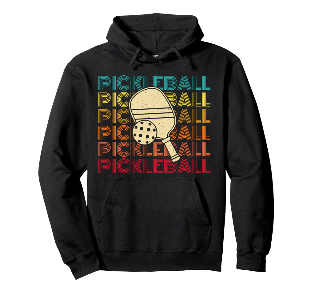 Pickleball Stripe Font Rainbow Hoodie - Graphic Print Unisex - T-Shirt, Sweatshirt, Hoodie