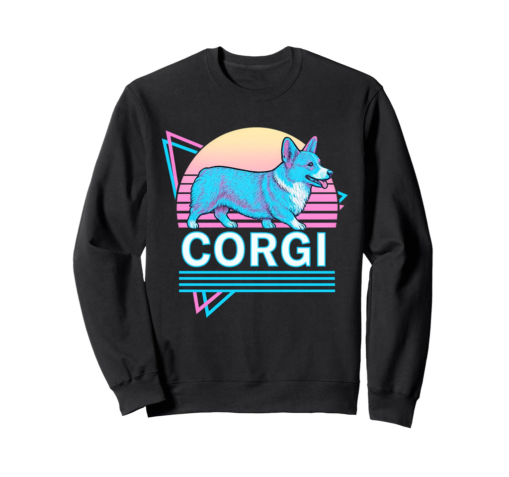 Corgi Synthwave Aesthetic Dog Lover Sweatshirt - Minimalist Print Unisex - T-Shirt, Sweatshirt, Hoodie