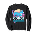 Corgi Synthwave Aesthetic Dog Lover Sweatshirt - Minimalist Print Unisex - T-Shirt, Sweatshirt, Hoodie