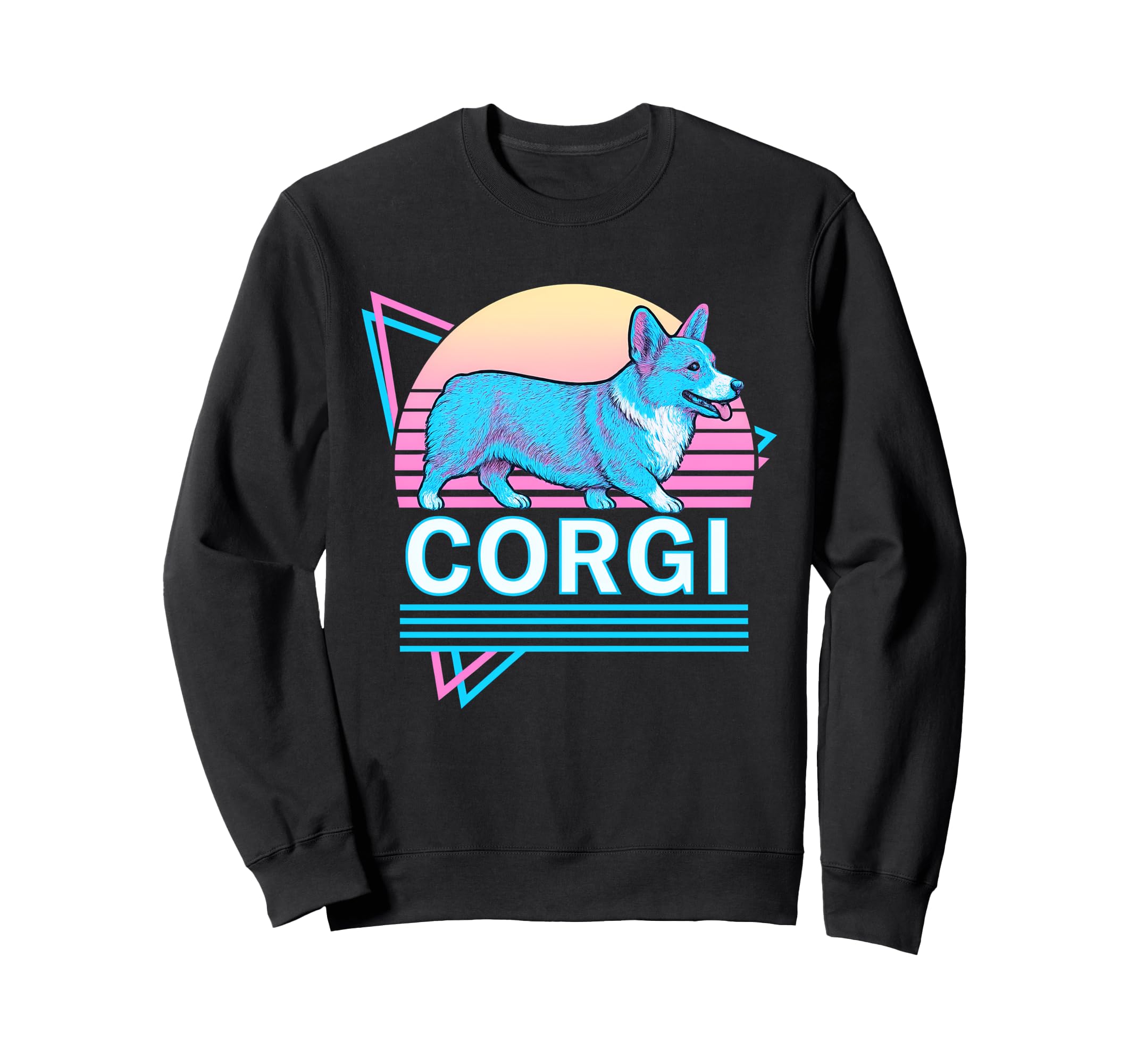 Corgi Synthwave Aesthetic Dog Lover Sweatshirt - Minimalist Print Unisex - T-Shirt, Sweatshirt, Hoodie
