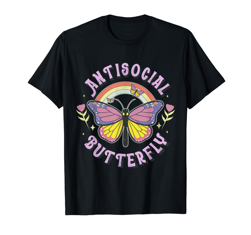 Antisocial Butterfly Groovy T Introvert T-Shirt - Trendy Graphic Unisex - T-Shirt, Sweatshirt, Hoodie