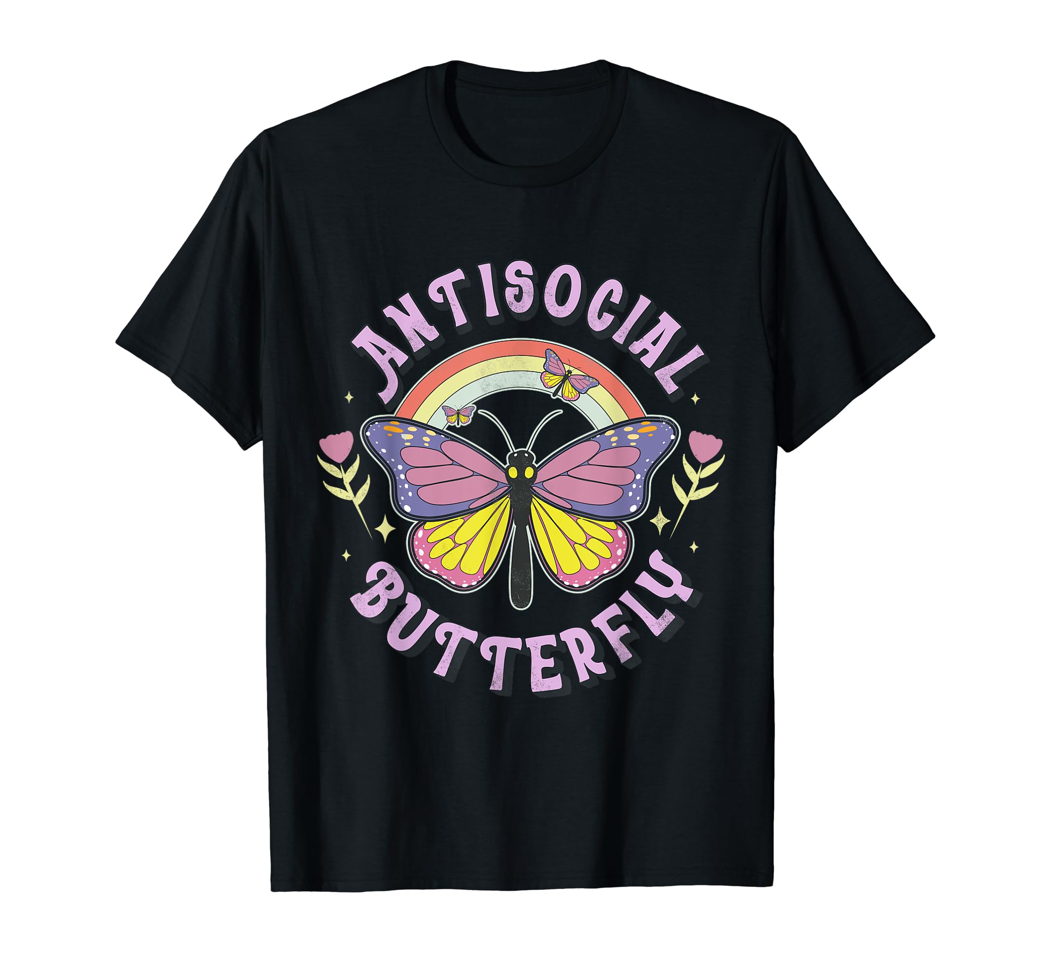Antisocial Butterfly Groovy T Introvert T-Shirt - Trendy Graphic Unisex - T-Shirt, Sweatshirt, Hoodie