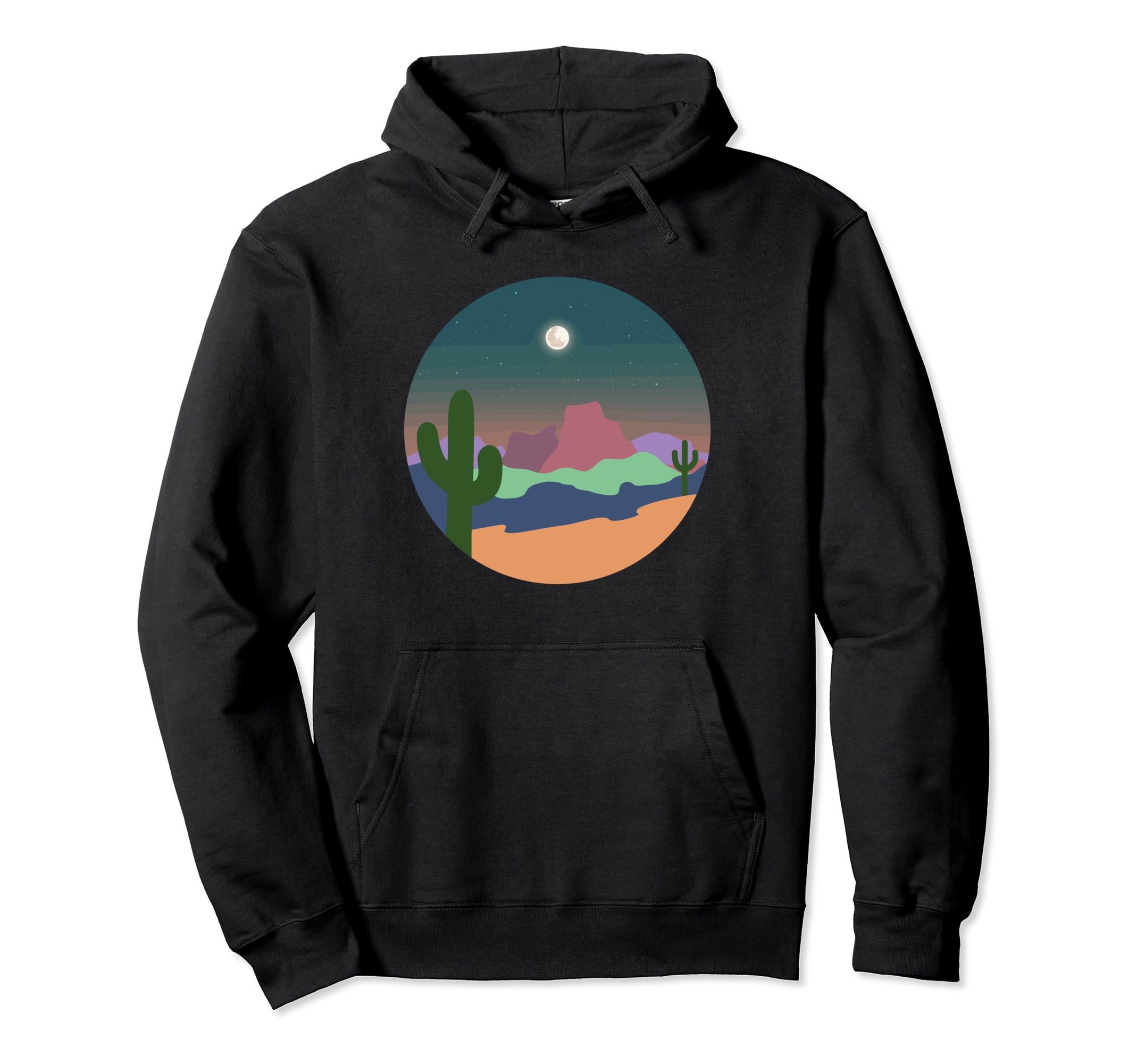 Boho Desert Cactus Moon Western Hoodie - Minimalist Print Men Women - T-Shirt, Sweatshirt, Hoodie