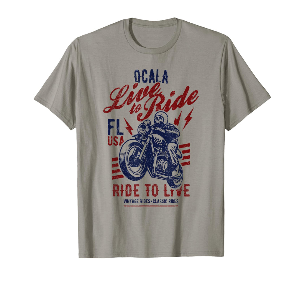 Ocala Florida Usa Motorcycle Skull T-Shirt - Trendy Graphic for Adults - T-Shirt, Sweatshirt, Hoodie
