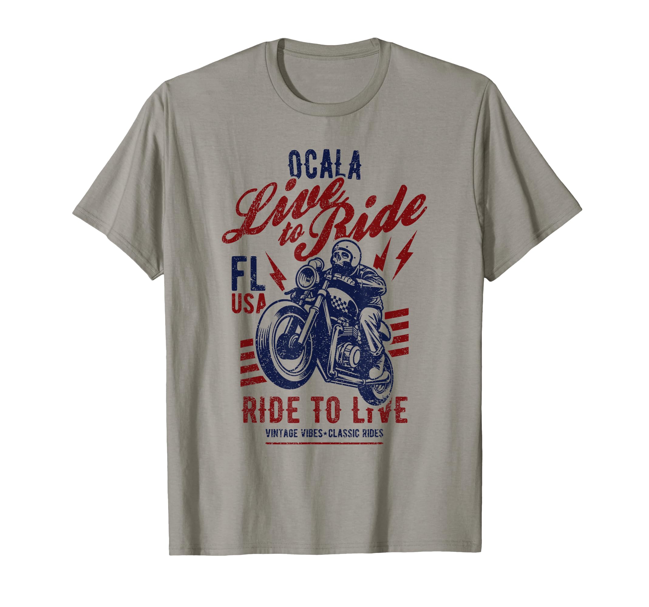 Ocala Florida Usa Motorcycle Skull T-Shirt - Trendy Graphic for Adults - T-Shirt, Sweatshirt, Hoodie