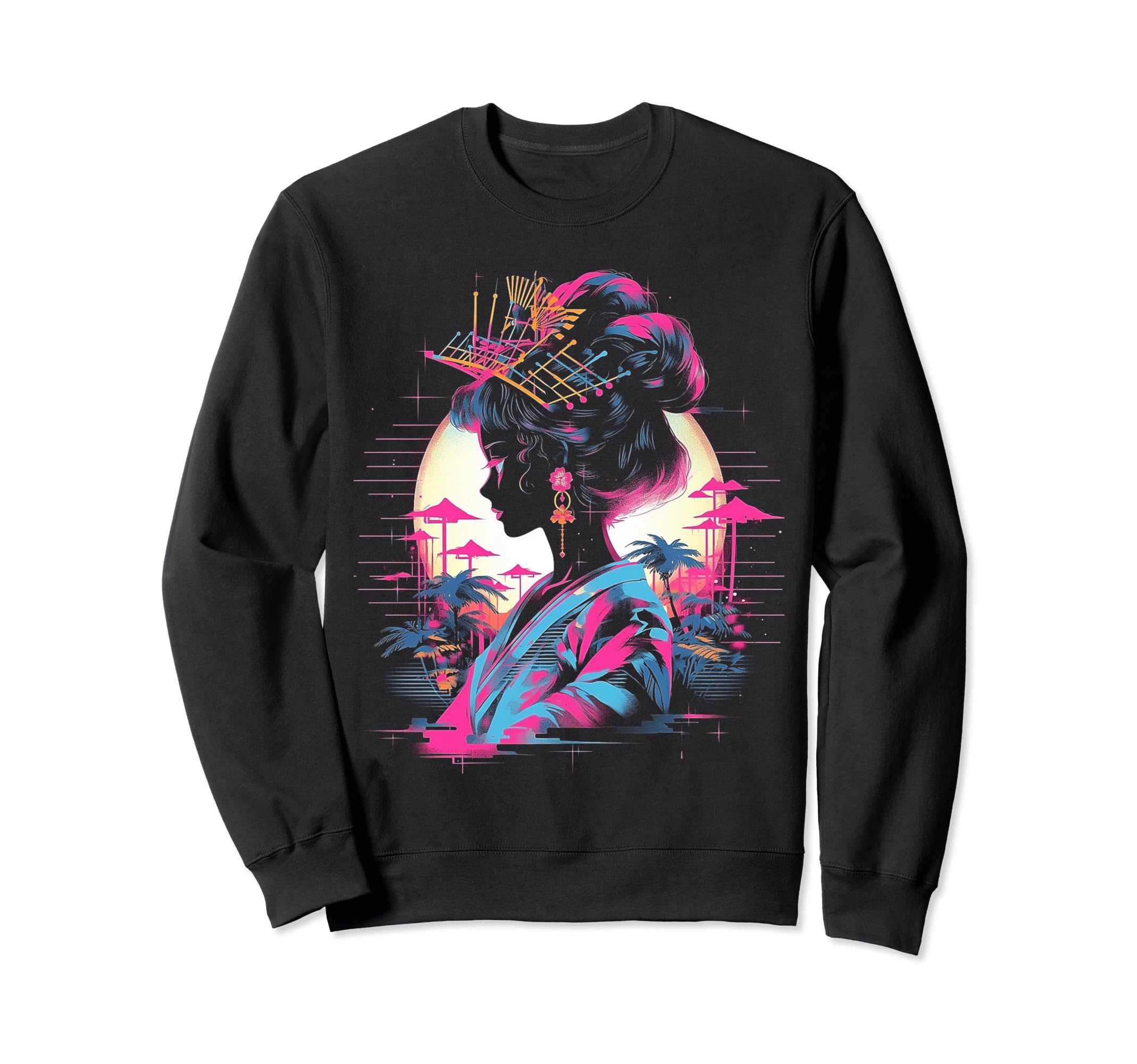 Vaporwave Geisha 80S Synthwave 19 Sweatshirt - Streetwear Style for Adults - T-Shirt, Sweatshirt, Hoodie