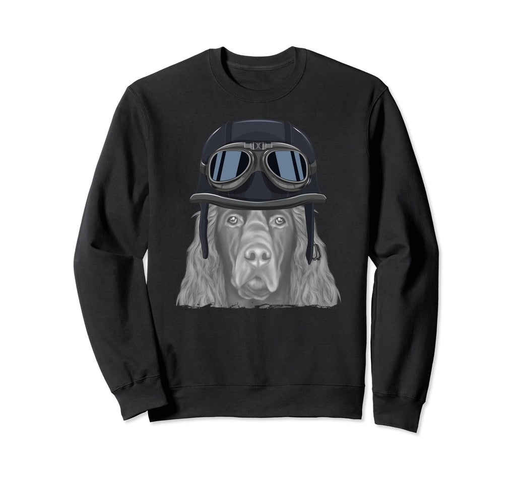 Field Spaniel Wearing Motorcycle Sweatshirt - Minimalist Print Unisex - T-Shirt, Sweatshirt, Hoodie