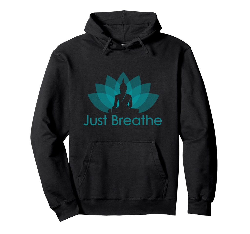 Breathe Simply Buddha Lotus Flower Hoodie - Fun Novelty Design Men Women - T-Shirt, Sweatshirt, Hoodie