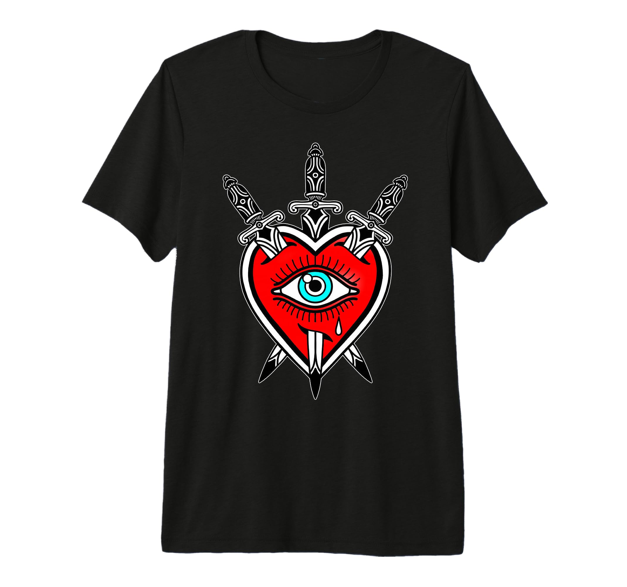 Heart X Dagger American Traditional T-Shirt - Minimalist Print for Adults - T-Shirt, Sweatshirt, Hoodie