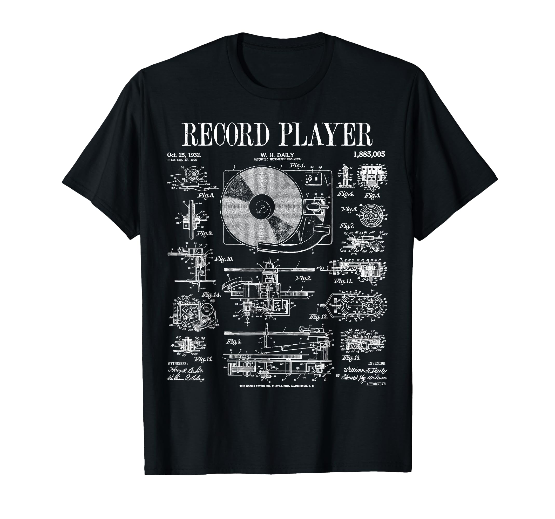 Vinyl Record Player Patent Dj Turntable T-Shirt - Streetwear Style Unisex - T-Shirt, Sweatshirt, Hoodie