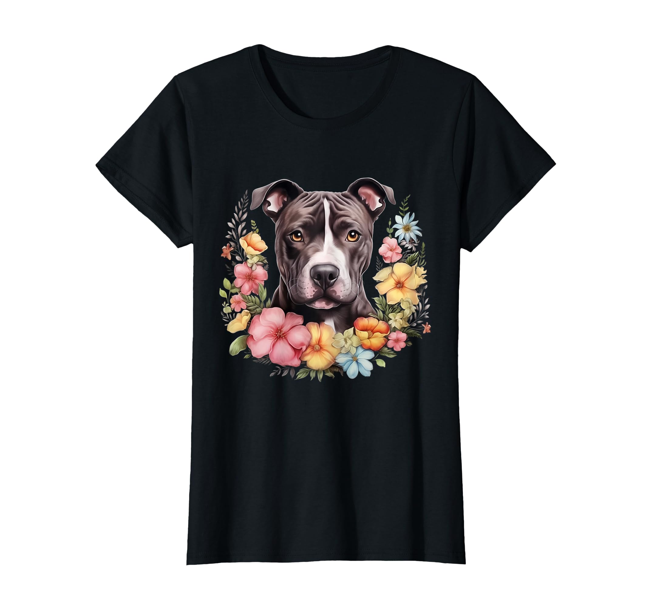 Pitbull Mom Floral Dog Lover Flowers T-Shirt - Graphic Print for Adults - T-Shirt, Sweatshirt, Hoodie
