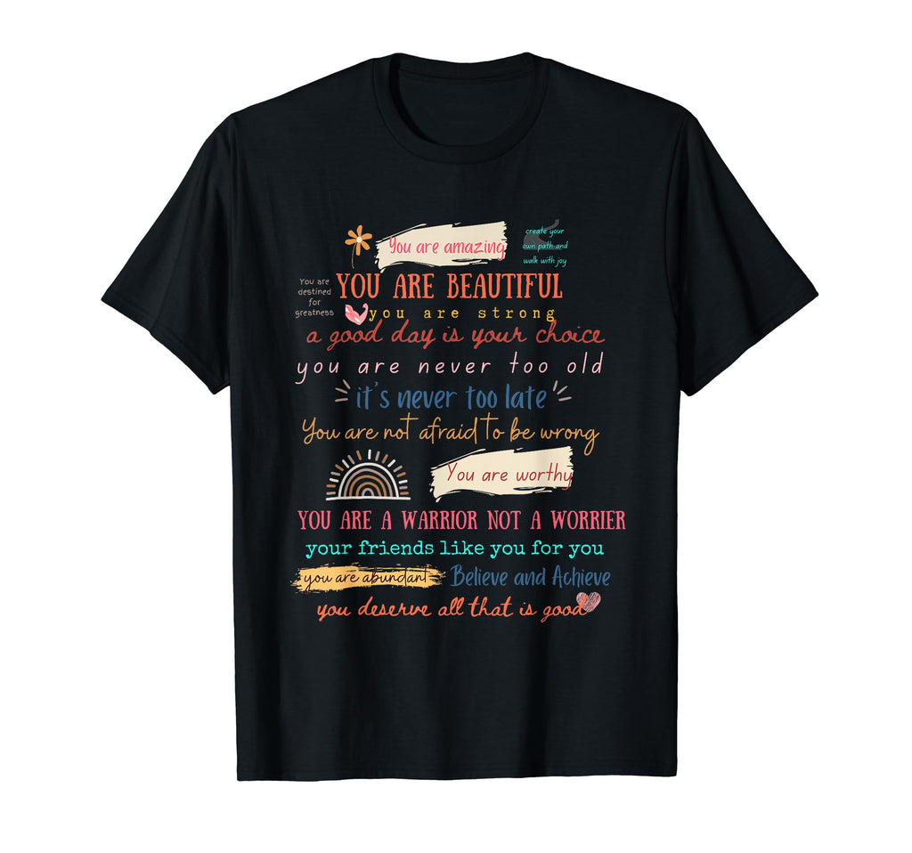 Positive Affirmation Daily Mantras T-Shirt - Unique Graphic Unisex - T-Shirt, Sweatshirt, Hoodie
