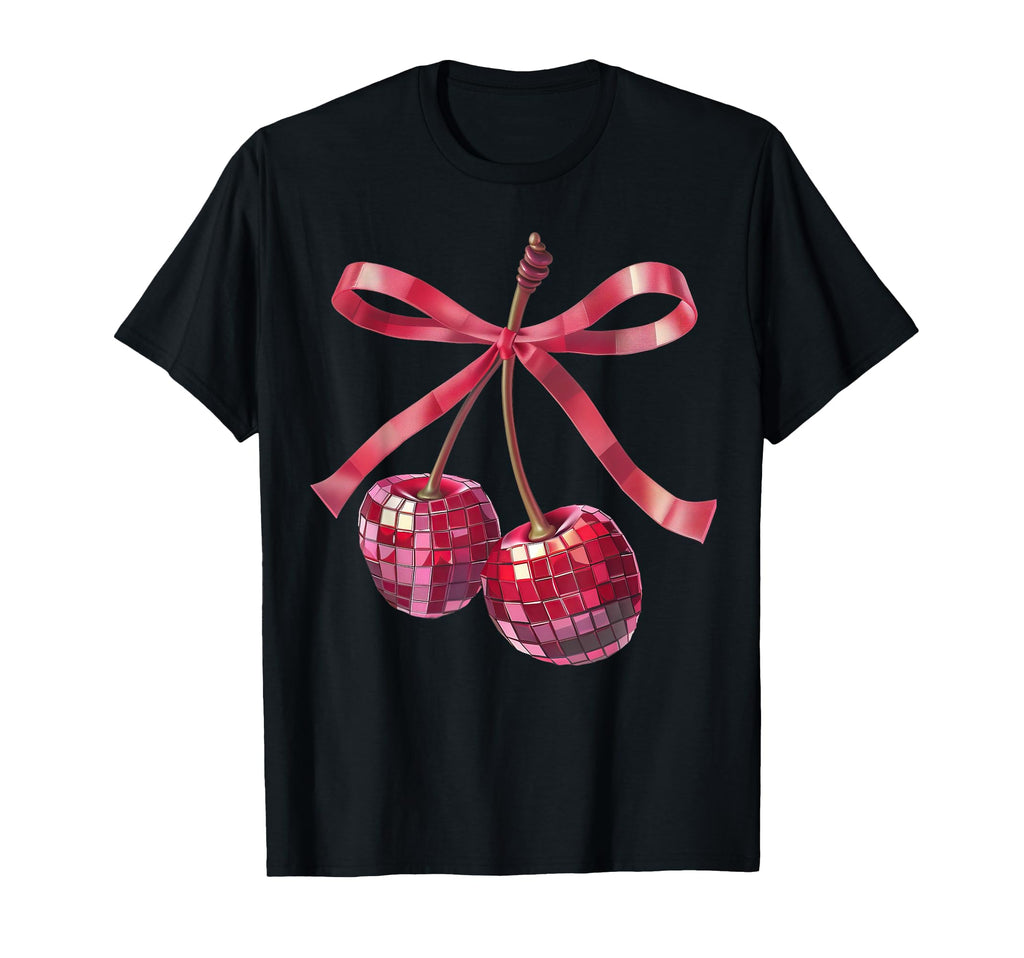 Coquette Cherry Mirror Disco Ball T-Shirt - Aesthetic Graphic Men Women - T-Shirt, Sweatshirt, Hoodie