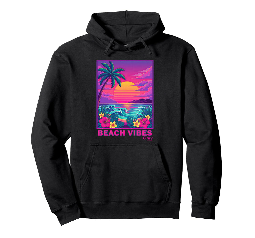 Salty Living Vaporwave Beach Sunset Hoodie - Novelty Apparel for Adults - T-Shirt, Sweatshirt, Hoodie