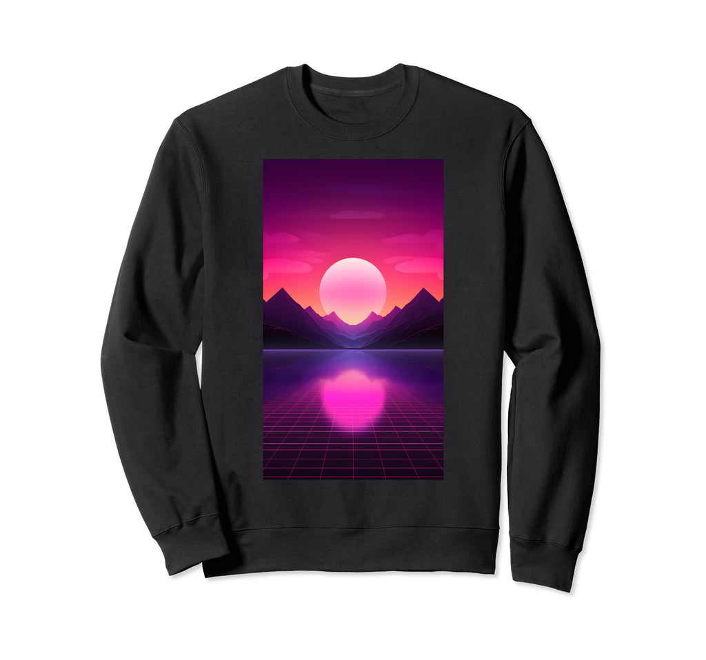 Retrowave 80S Vaporwave Sunset Sweatshirt - Custom Art Print Men Women - T-Shirt, Sweatshirt, Hoodie