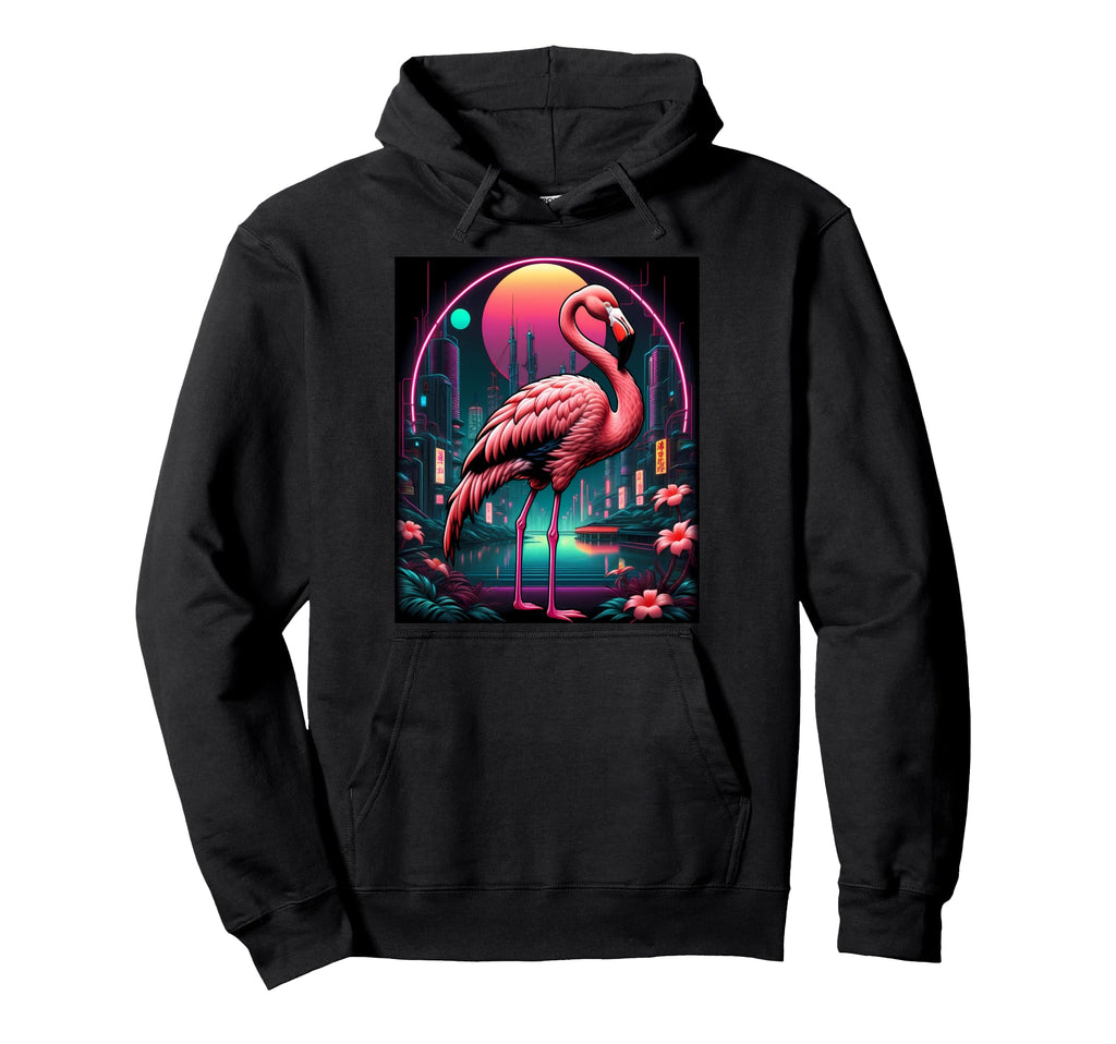 Vaporwave Flamingo 80S Synthwave Hoodie - Graphic Print for Adults - T-Shirt, Sweatshirt, Hoodie