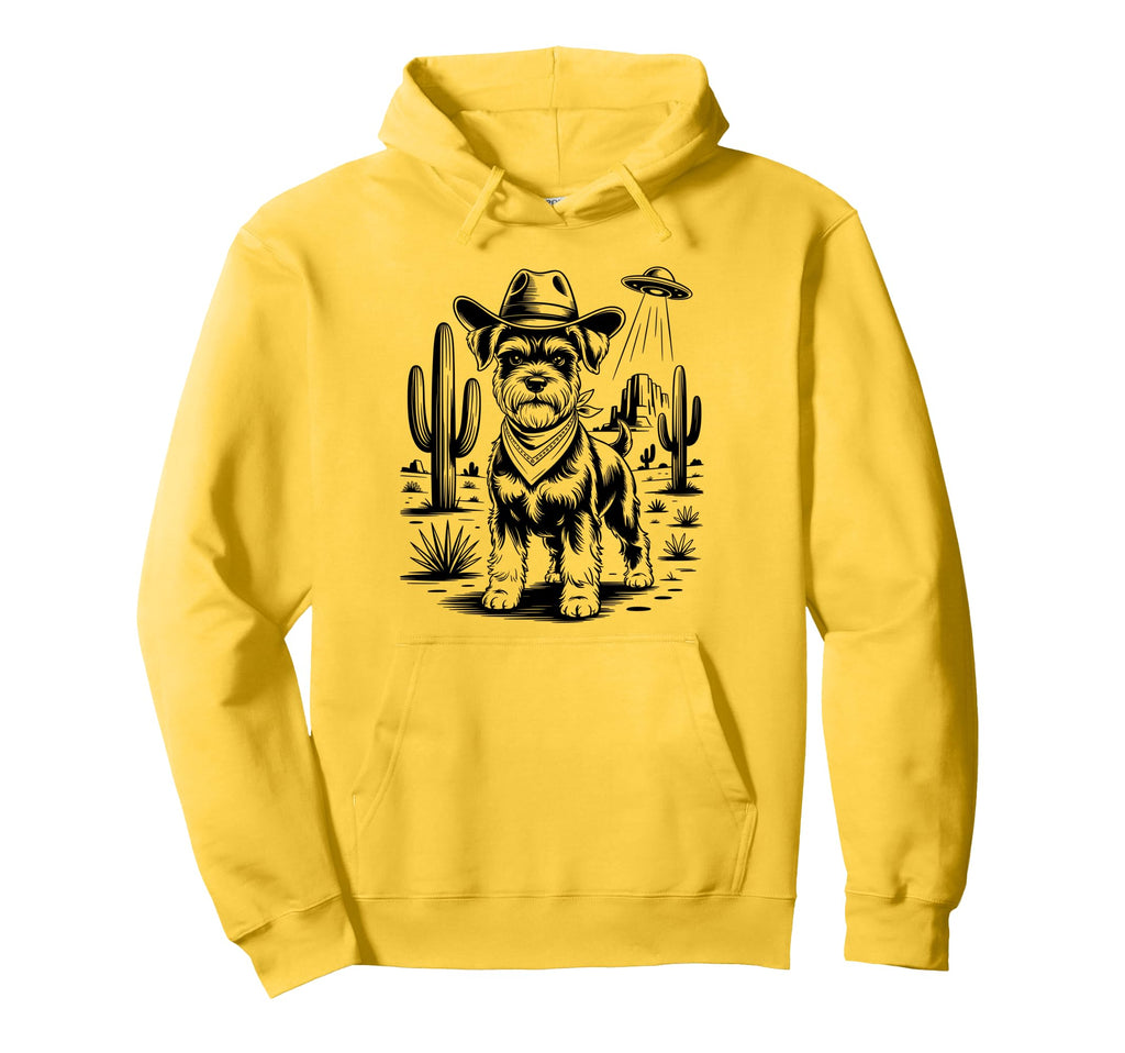 Cowboy Miniature Schnauzer Dog Ufo Hoodie - Aesthetic Graphic Unisex - T-Shirt, Sweatshirt, Hoodie
