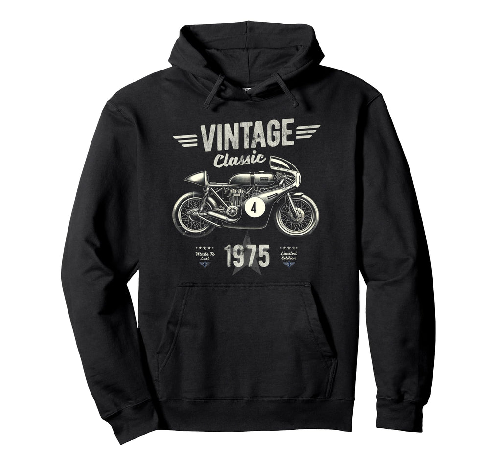 Born 1975 50Th Birthday Motorbike Hoodie - Graphic Print Men Women - T-Shirt, Sweatshirt, Hoodie