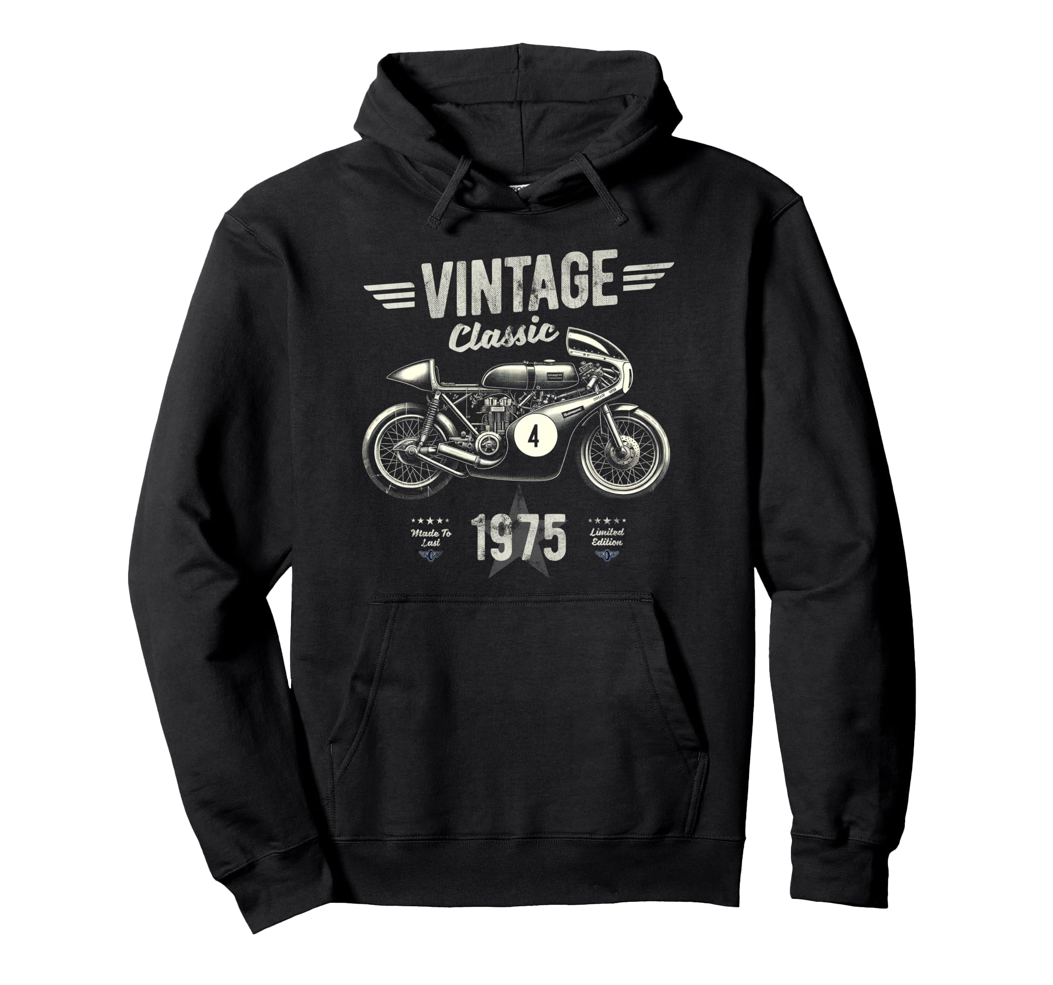 Born 1975 50Th Birthday Motorbike Hoodie - Graphic Print Men Women - T-Shirt, Sweatshirt, Hoodie