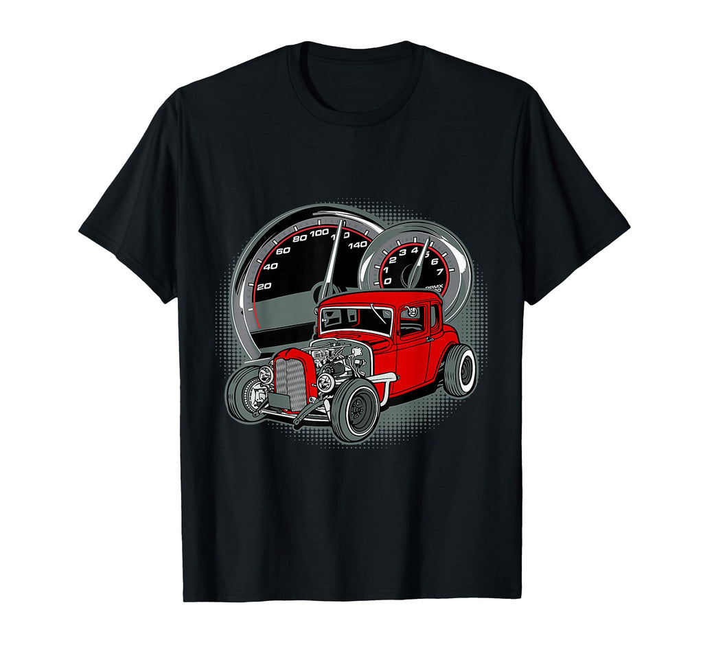 Red American Hot Rod Gauges Showing T-Shirt - Fun Novelty Design Unisex - T-Shirt, Sweatshirt, Hoodie