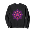 Purple Orchid Mandala Floral Yoga Sweatshirt - Unique Graphic Unisex - T-Shirt, Sweatshirt, Hoodie