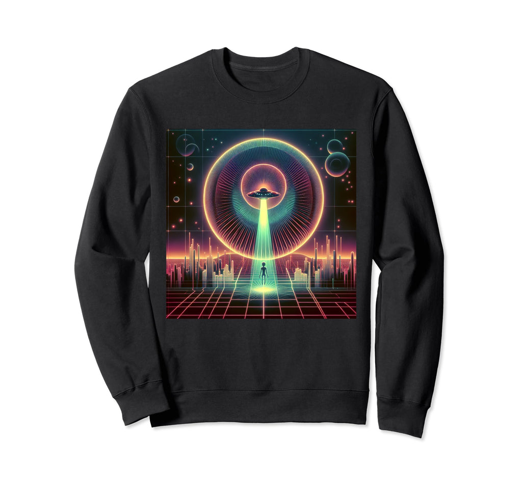 Synthwave Vaporwave Spaceship 80S Sweatshirt - Graphic Print Men Women - T-Shirt, Sweatshirt, Hoodie