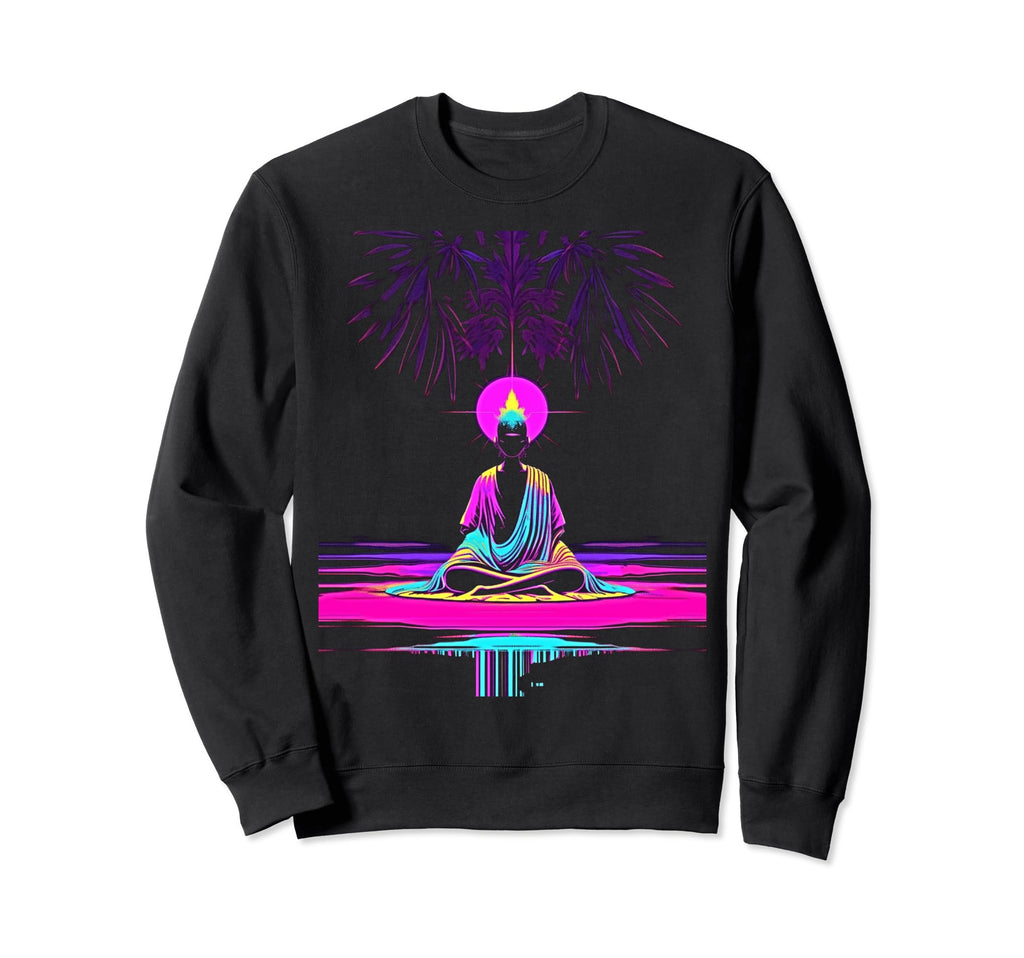 Synthwave Alien Buddha Cyberpunk Sweatshirt - Novelty Apparel Men Women - T-Shirt, Sweatshirt, Hoodie