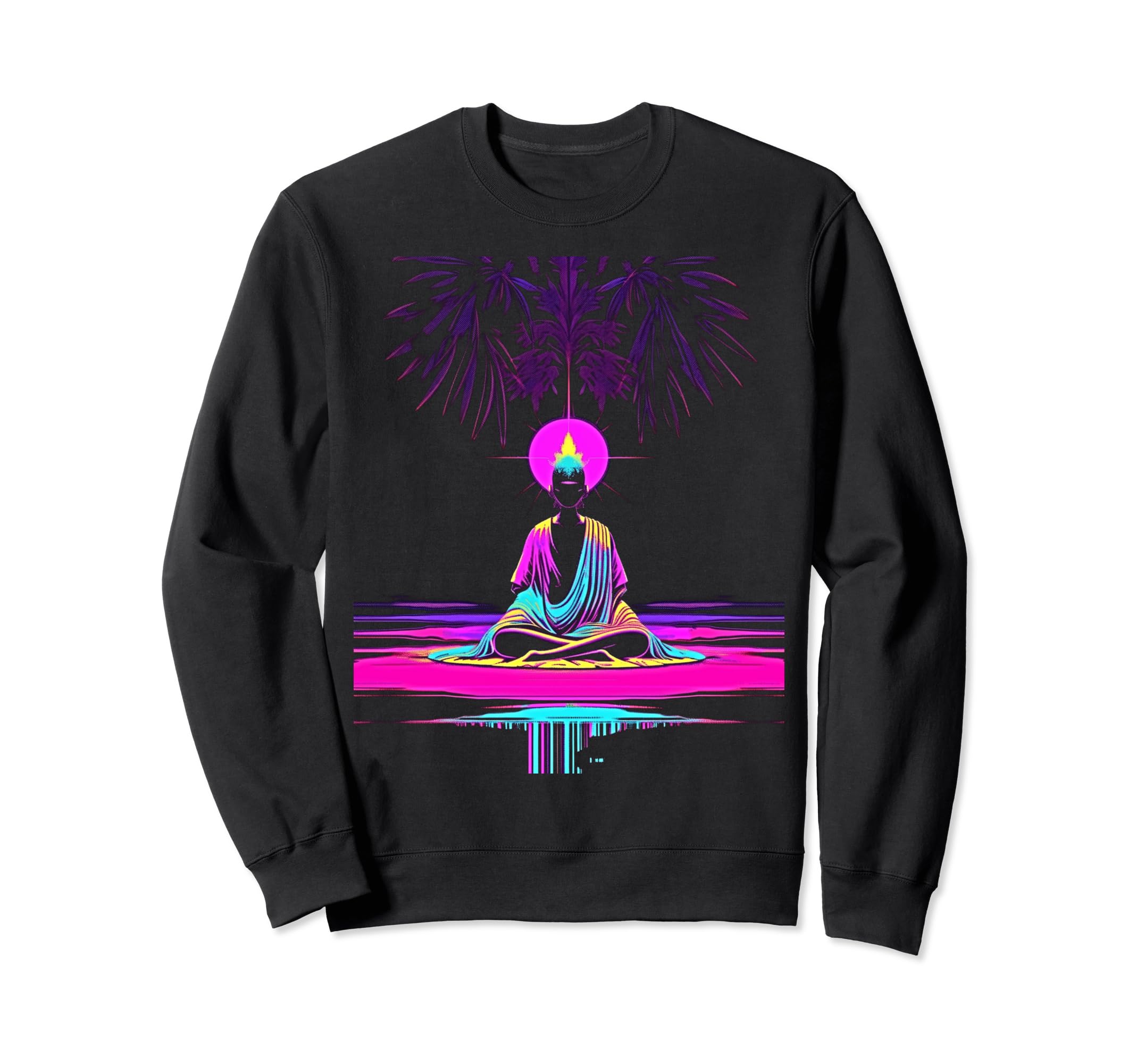 Synthwave Alien Buddha Cyberpunk Sweatshirt - Novelty Apparel Men Women - T-Shirt, Sweatshirt, Hoodie