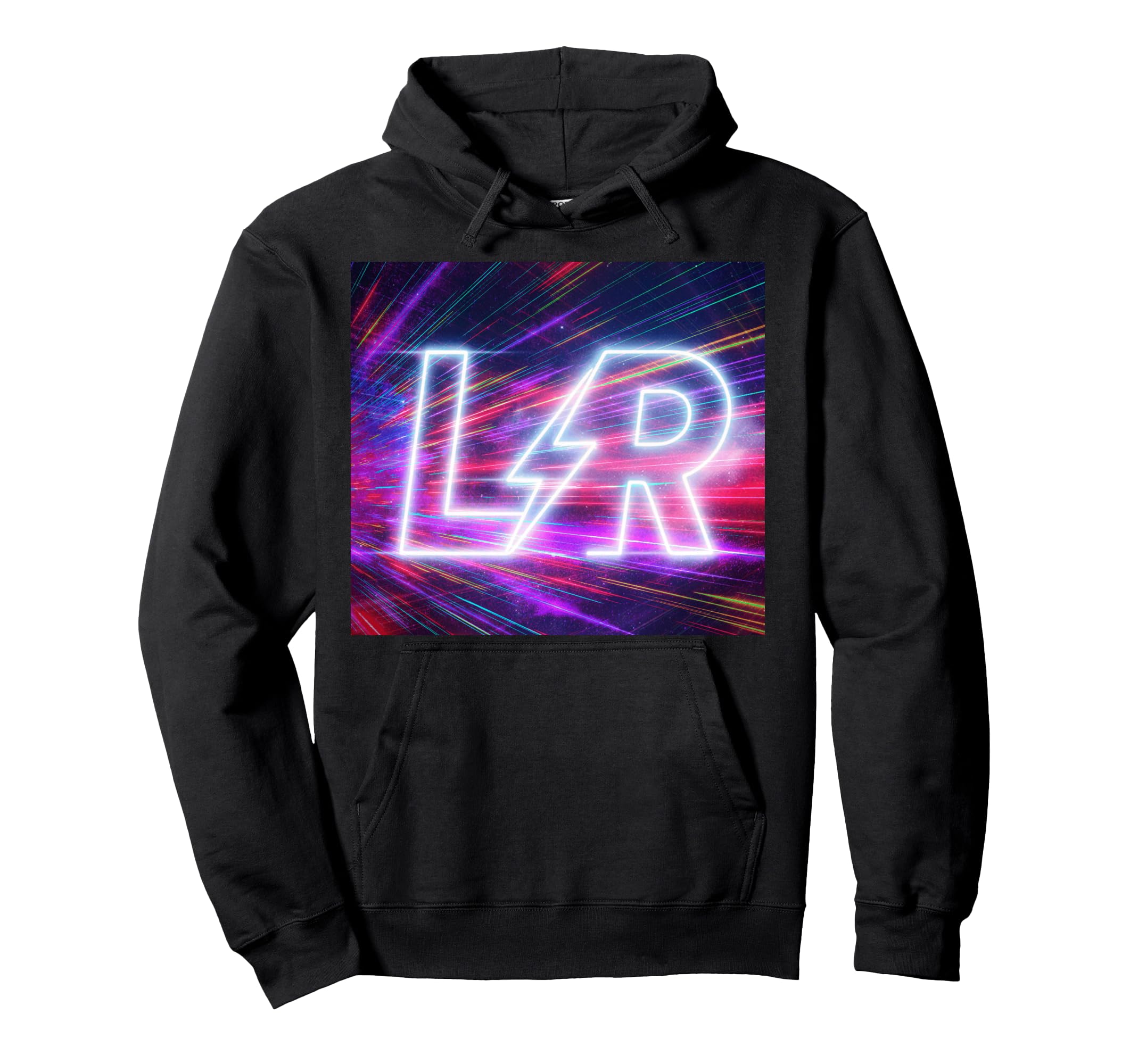 Lr Lightning Lettermark Synthwave Hoodie - Aesthetic Graphic for Adults - T-Shirt, Sweatshirt, Hoodie