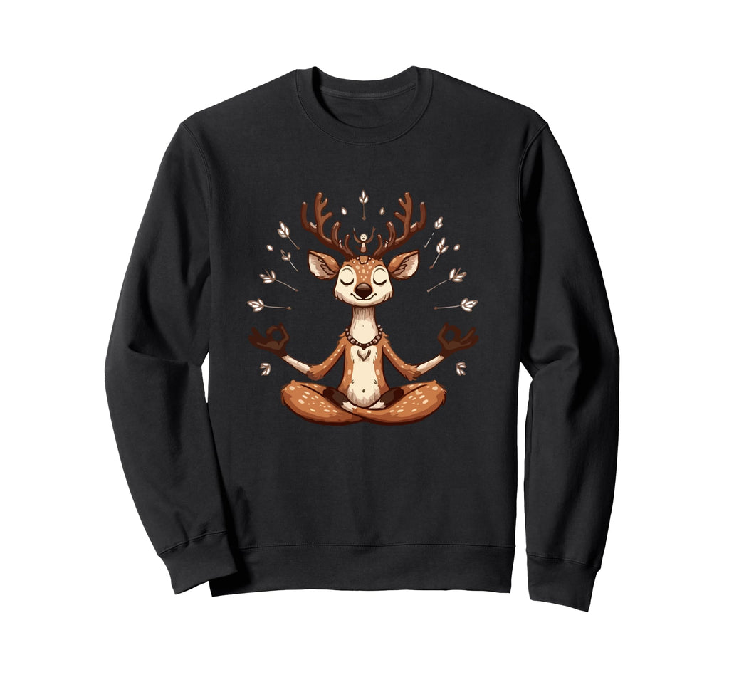 Meditation Deer Yoga Pose Relaxing Sweatshirt - Minimalist Print Men Women - T-Shirt, Sweatshirt, Hoodie