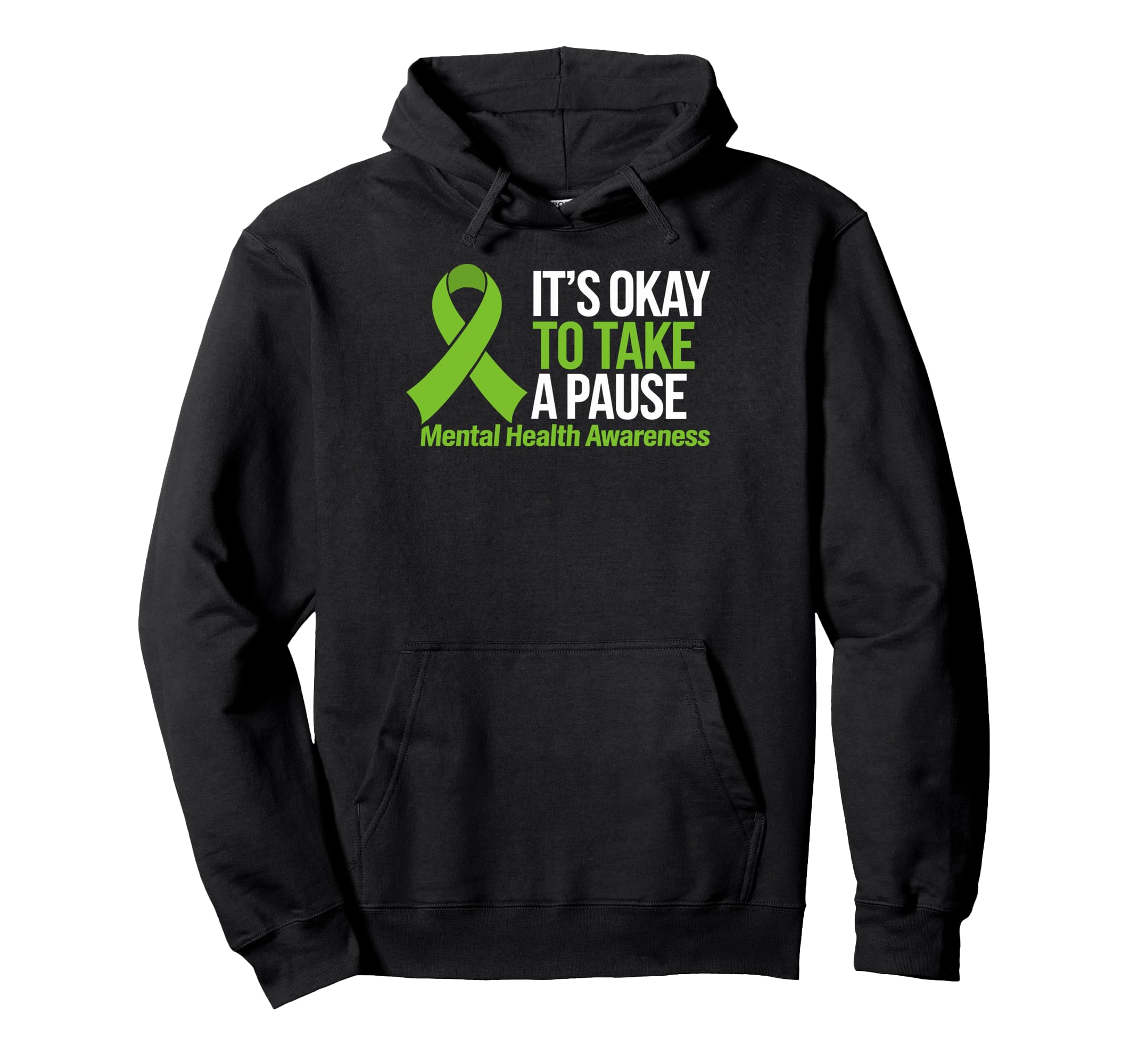 Funny Take Pause Ribbon Mental Hoodie - Casual Everyday Wear Men Women - T-Shirt, Sweatshirt, Hoodie