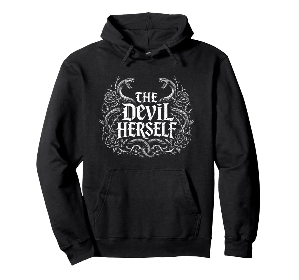Devil Herself Occult Dark Feminine Hoodie - Minimalist Print Men Women - T-Shirt, Sweatshirt, Hoodie