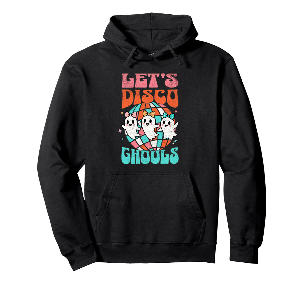 Lets Disco Ghouls Coquette Ghosts 70S Hoodie - Minimalist Print for Adults - T-Shirt, Sweatshirt, Hoodie
