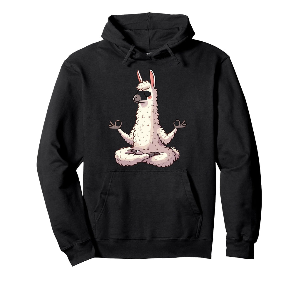Meditation Llama Yoga Pose Hoodie - Casual Everyday Wear Men Women - T-Shirt, Sweatshirt, Hoodie