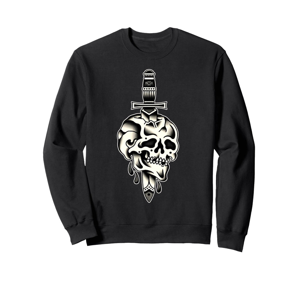 Dagger Through Skull Traditional Sweatshirt - Minimalist Print Men Women - T-Shirt, Sweatshirt, Hoodie