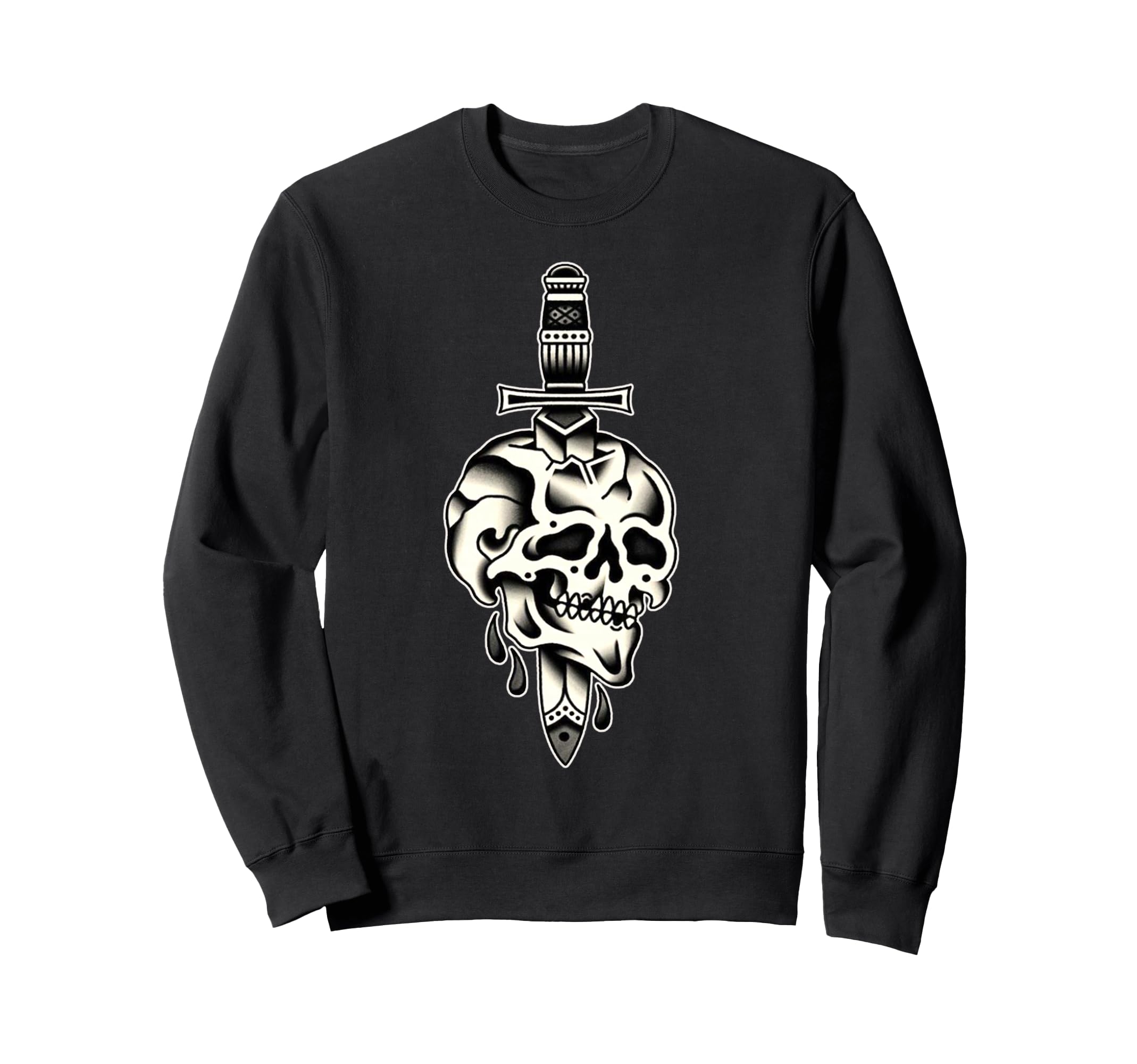 Dagger Through Skull Traditional Sweatshirt - Minimalist Print Men Women - T-Shirt, Sweatshirt, Hoodie