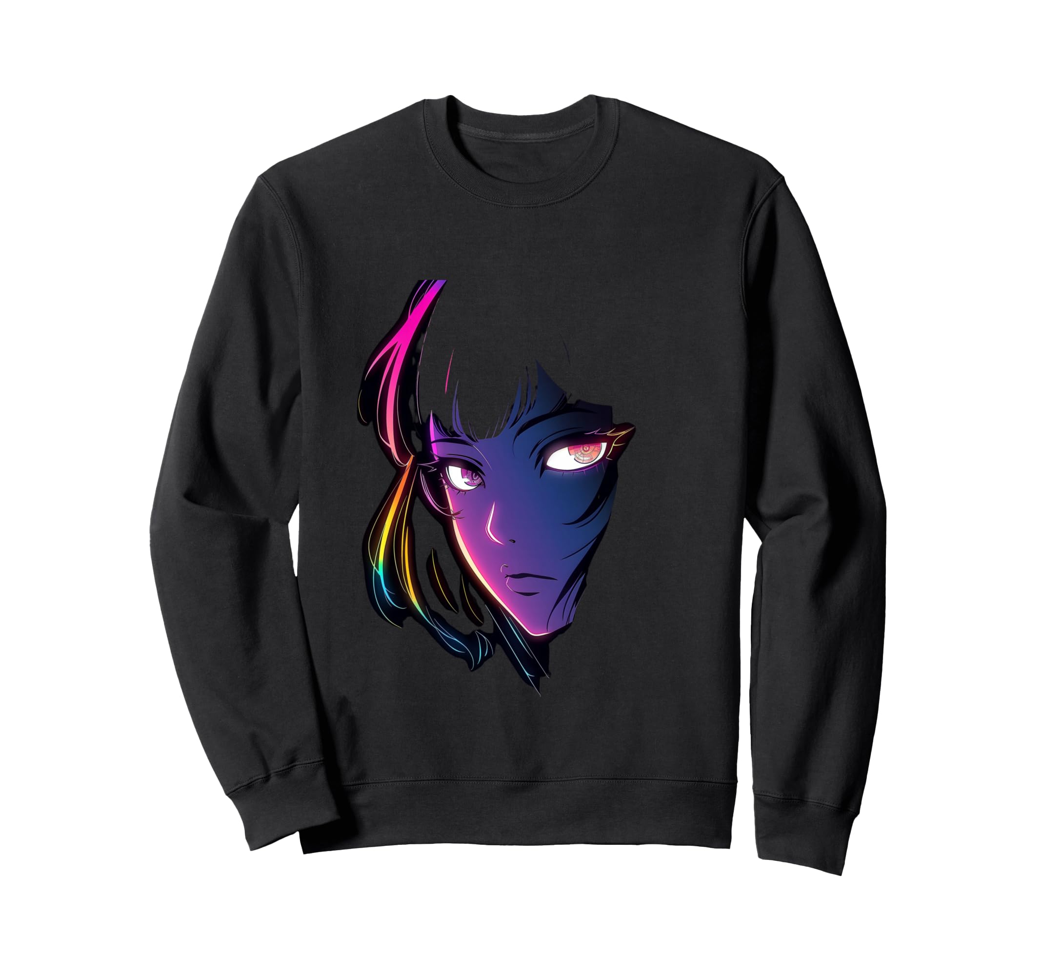 80S Cyber Anime Portrait Synthwave Sweatshirt - Custom Art Print Men Women - T-Shirt, Sweatshirt, Hoodie