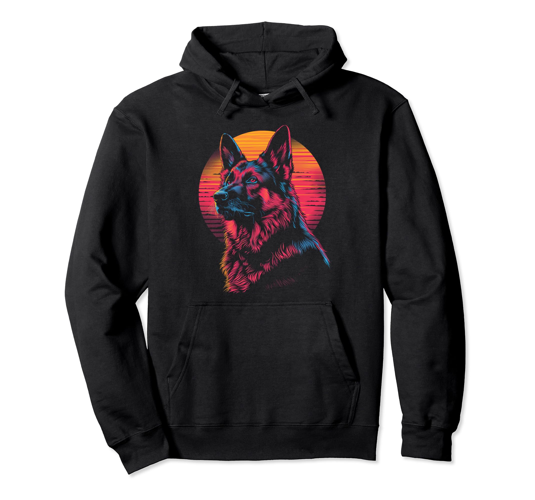 German Shepherd Dog Vaporwave Hoodie - Aesthetic Graphic Men Women - T-Shirt, Sweatshirt, Hoodie