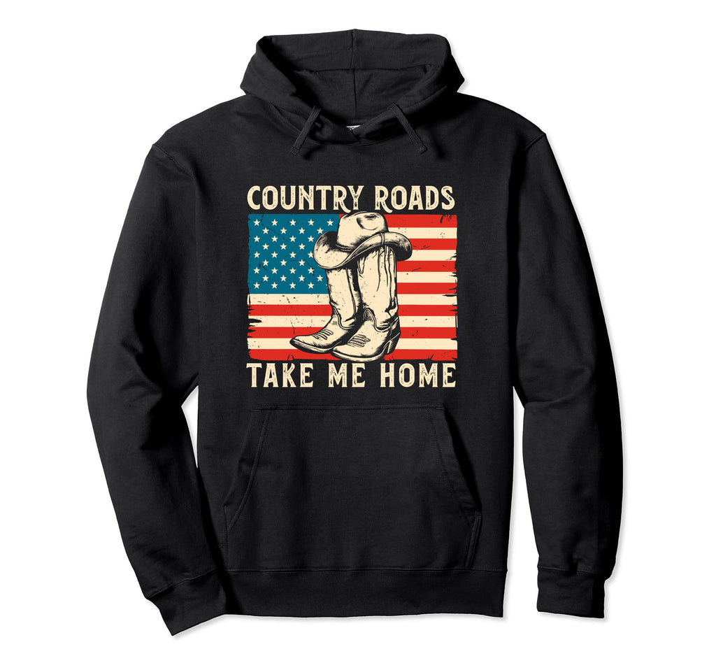 Country Roads Take Me Home Cowboy Western Hoodie - Graphic Print Men Women - T-Shirt, Sweatshirt, Hoodie