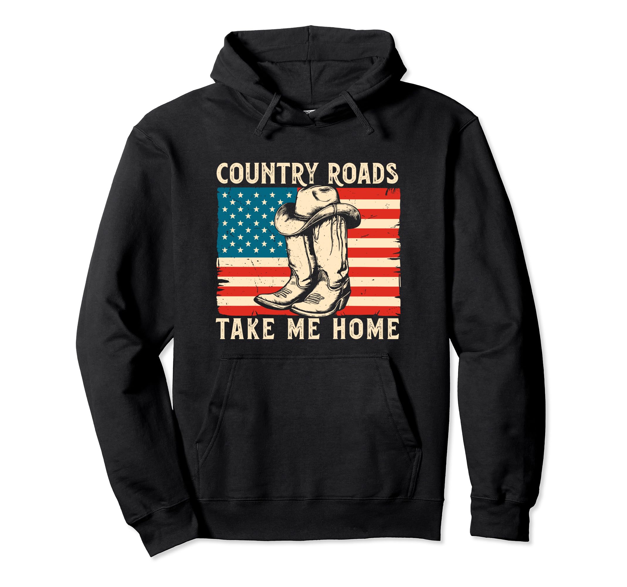 Country Roads Take Me Home Cowboy Western Hoodie - Graphic Print Men Women - T-Shirt, Sweatshirt, Hoodie