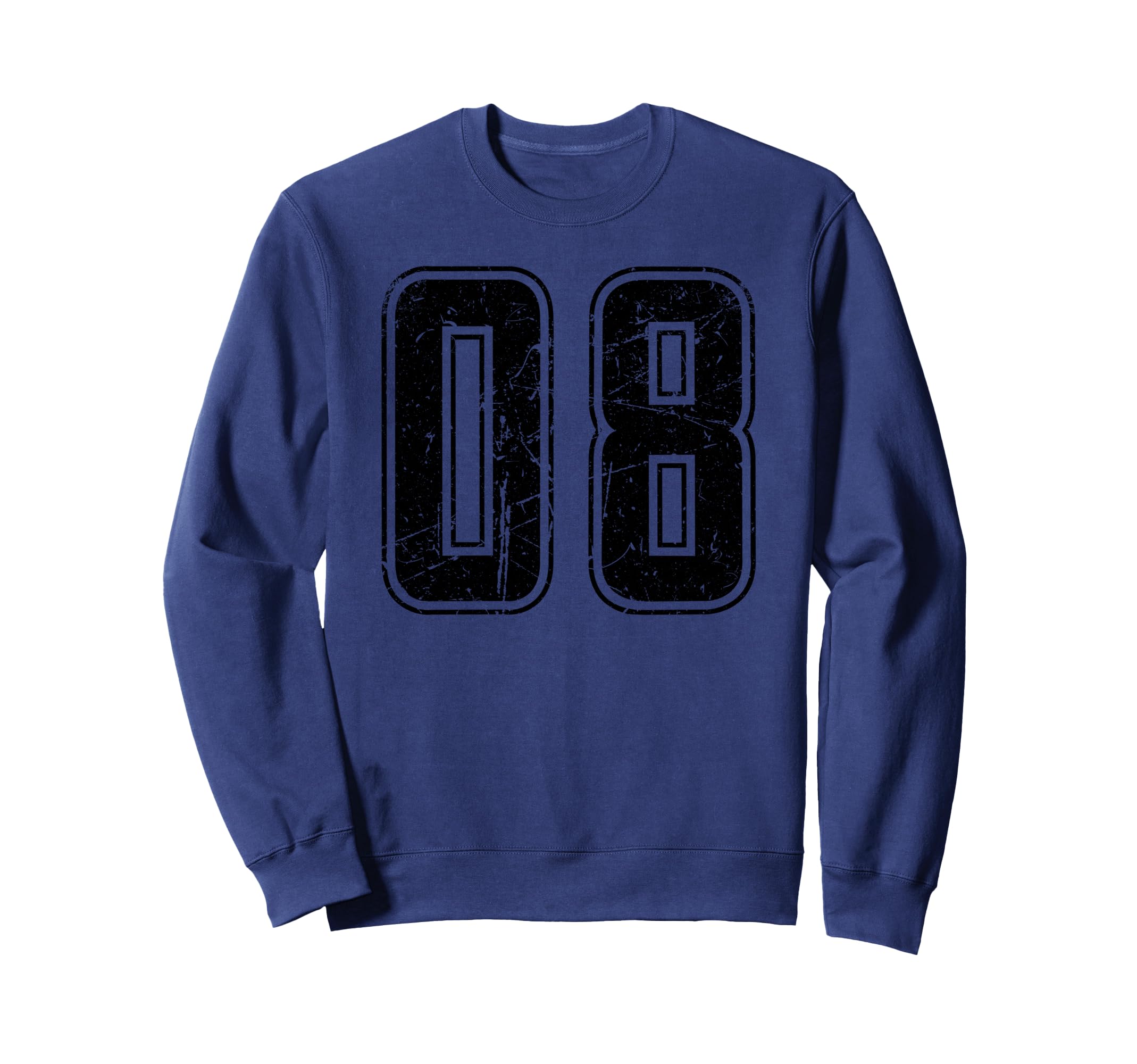 Number 08 Distressed Grunge Jersey Sweatshirt - Custom Art Print Unisex - T-Shirt, Sweatshirt, Hoodie