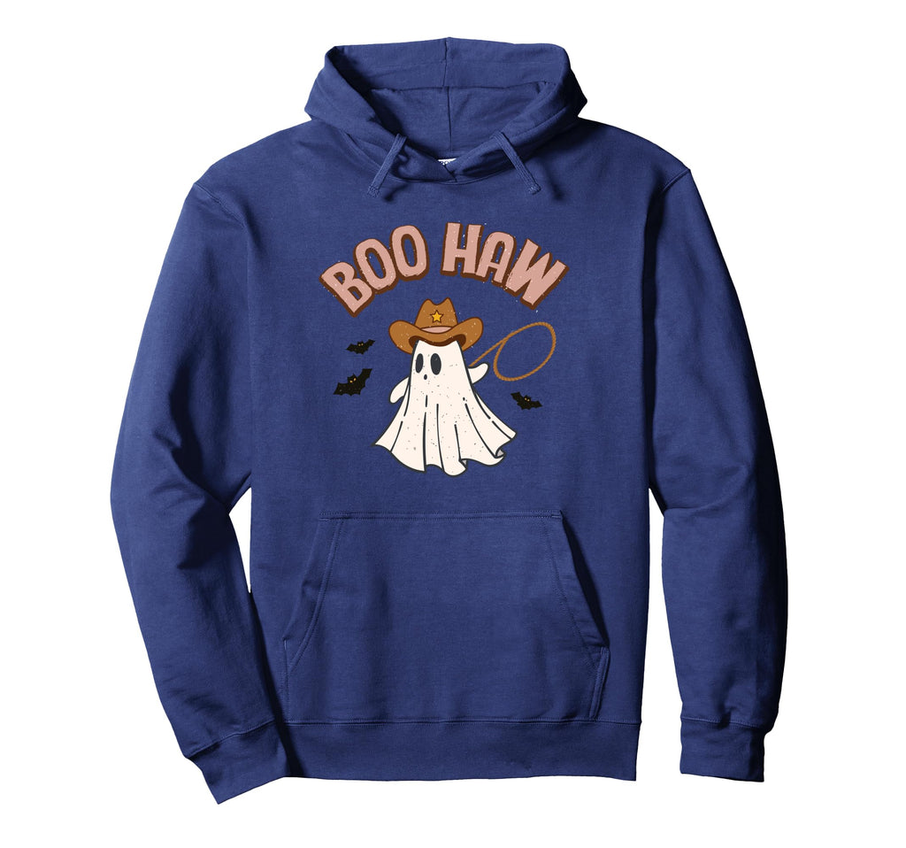 Funny Halloween Boo Haw Ghost Western Hoodie - Unique Graphic for Adults - T-Shirt, Sweatshirt, Hoodie