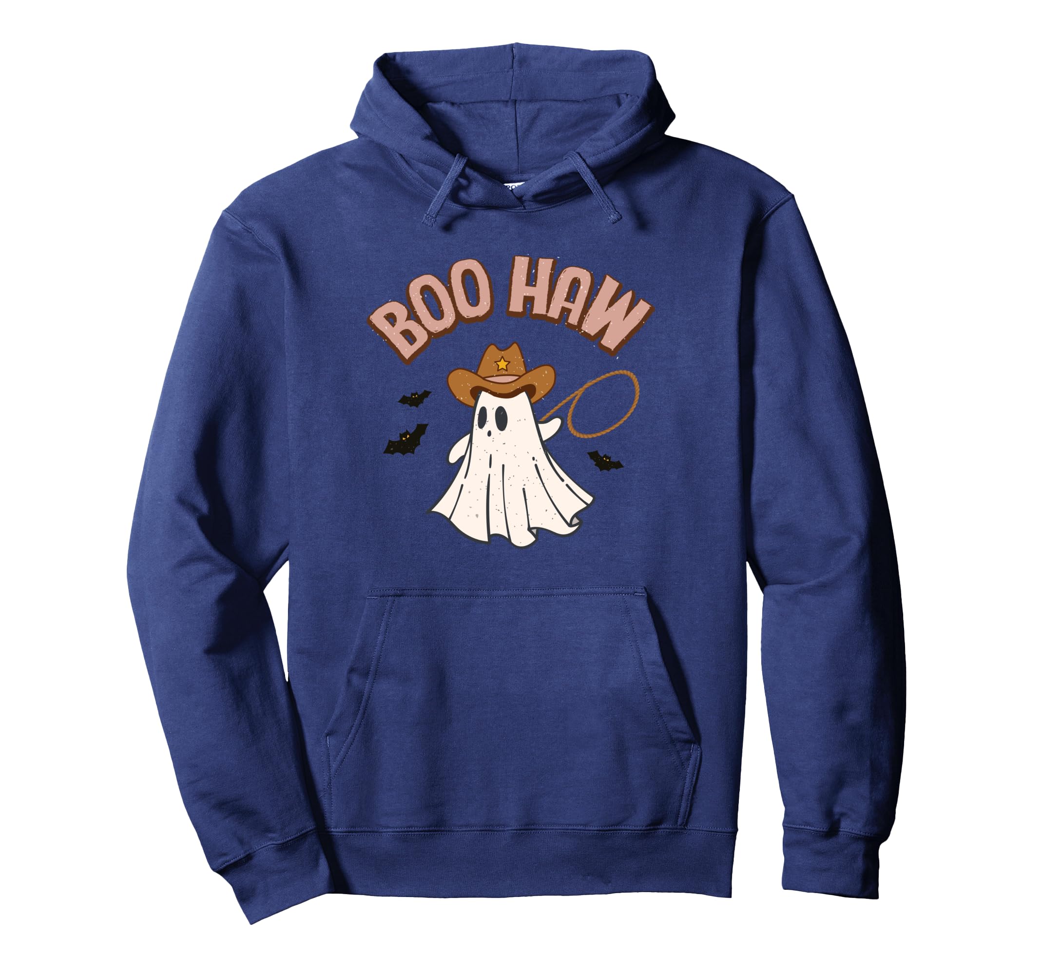 Funny Halloween Boo Haw Ghost Western Hoodie - Unique Graphic for Adults - T-Shirt, Sweatshirt, Hoodie