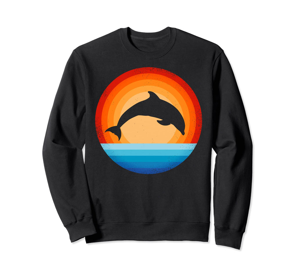 Dolphin 60S 70S Sunset Sea Animal Sweatshirt - Trendy Graphic for Adults - T-Shirt, Sweatshirt, Hoodie