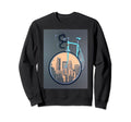 Aesthetic Blue Bicycle Sepia City Gray Sweatshirt - Unique Graphic Unisex - T-Shirt, Sweatshirt, Hoodie