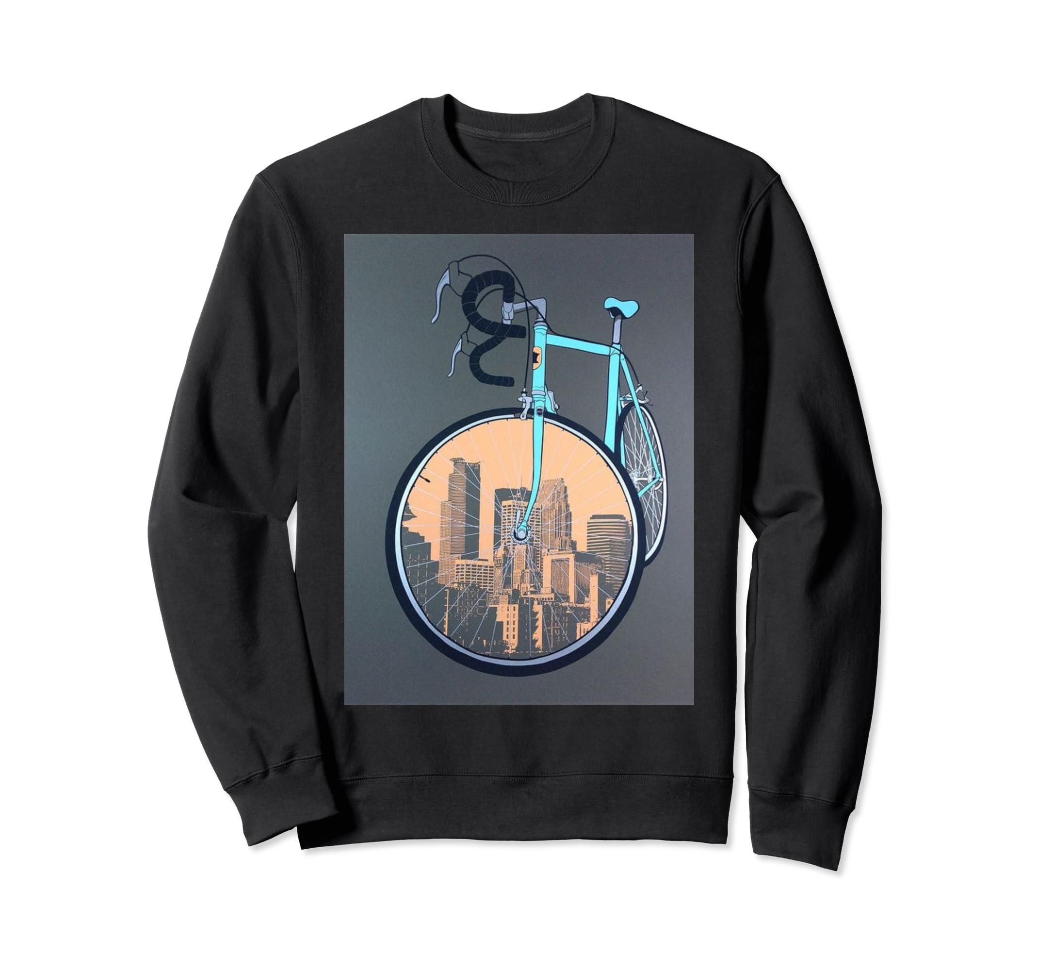 Aesthetic Blue Bicycle Sepia City Gray Sweatshirt - Unique Graphic Unisex - T-Shirt, Sweatshirt, Hoodie