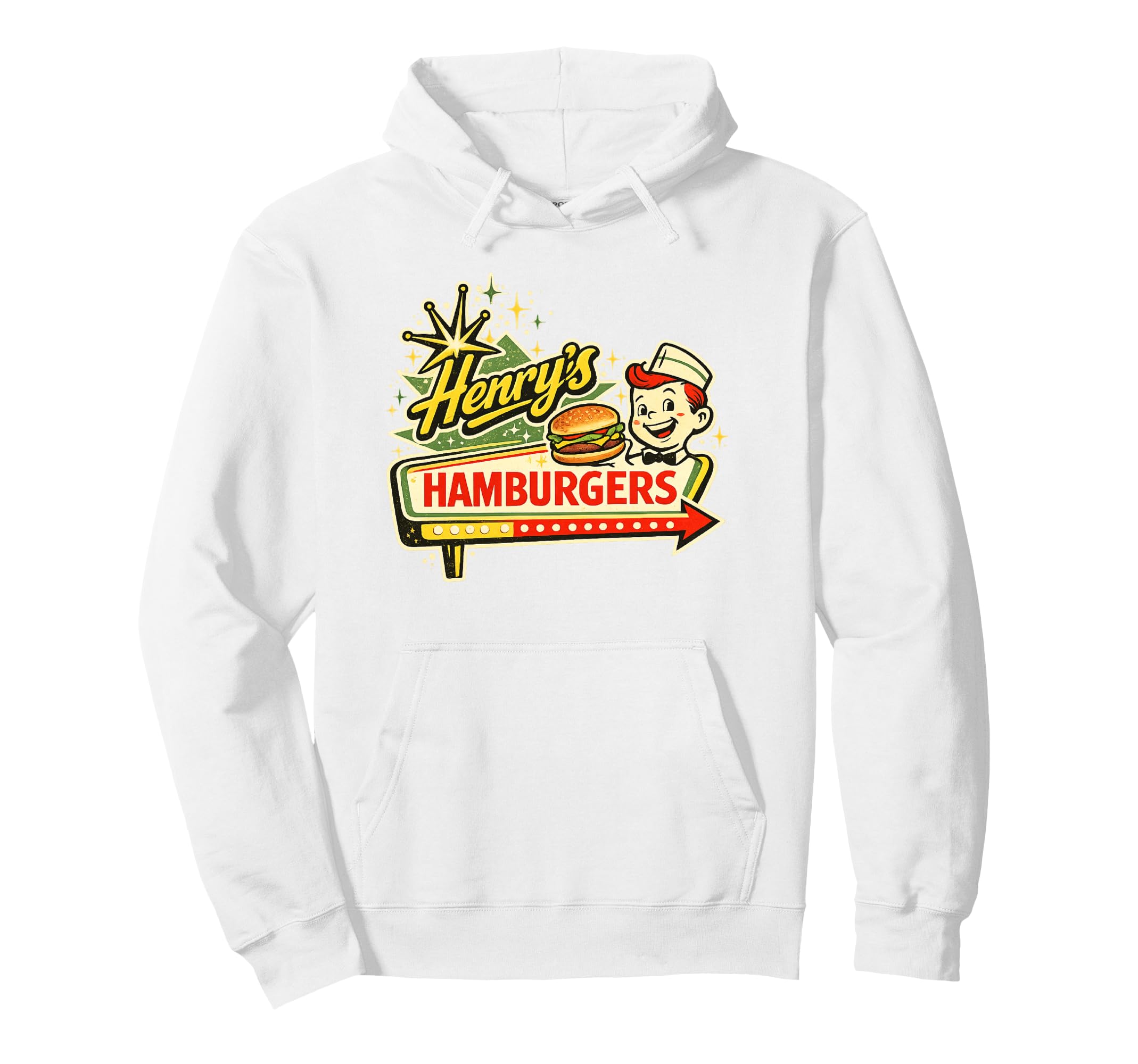 Diner Sign Art Henrys Hamburgers Hoodie - Unique Graphic Men Women - T-Shirt, Sweatshirt, Hoodie