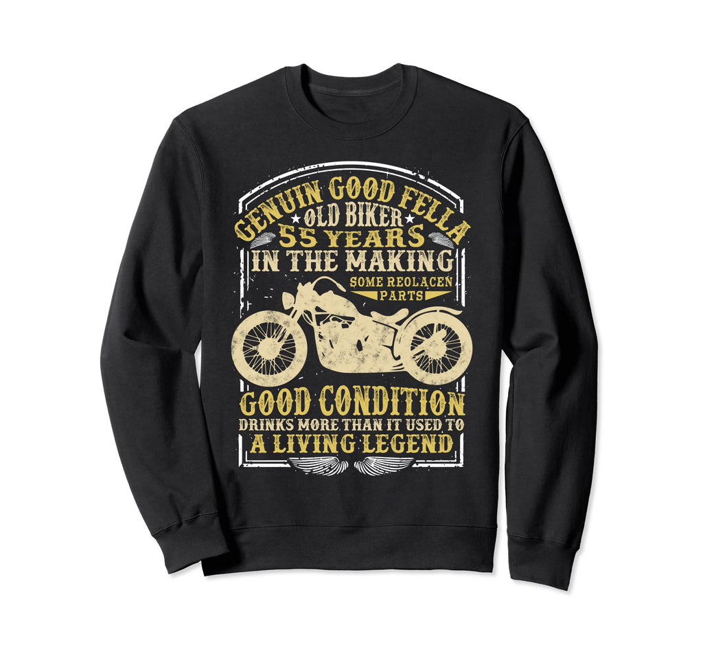 55 Years Old Biker Birthday Motorcycles Sweatshirt - Trendy Graphic Unisex - T-Shirt, Sweatshirt, Hoodie