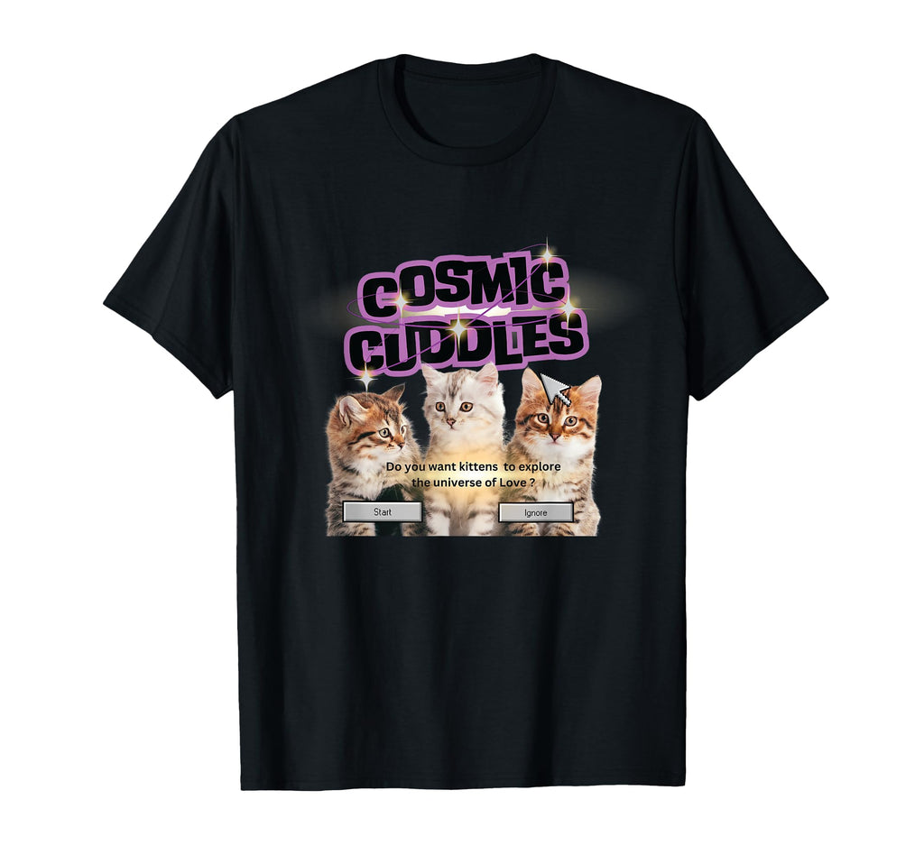 Cosmic Cuddles Kitty Cats Y2K Throwback T-Shirt - Custom Art Print Unisex - T-Shirt, Sweatshirt, Hoodie