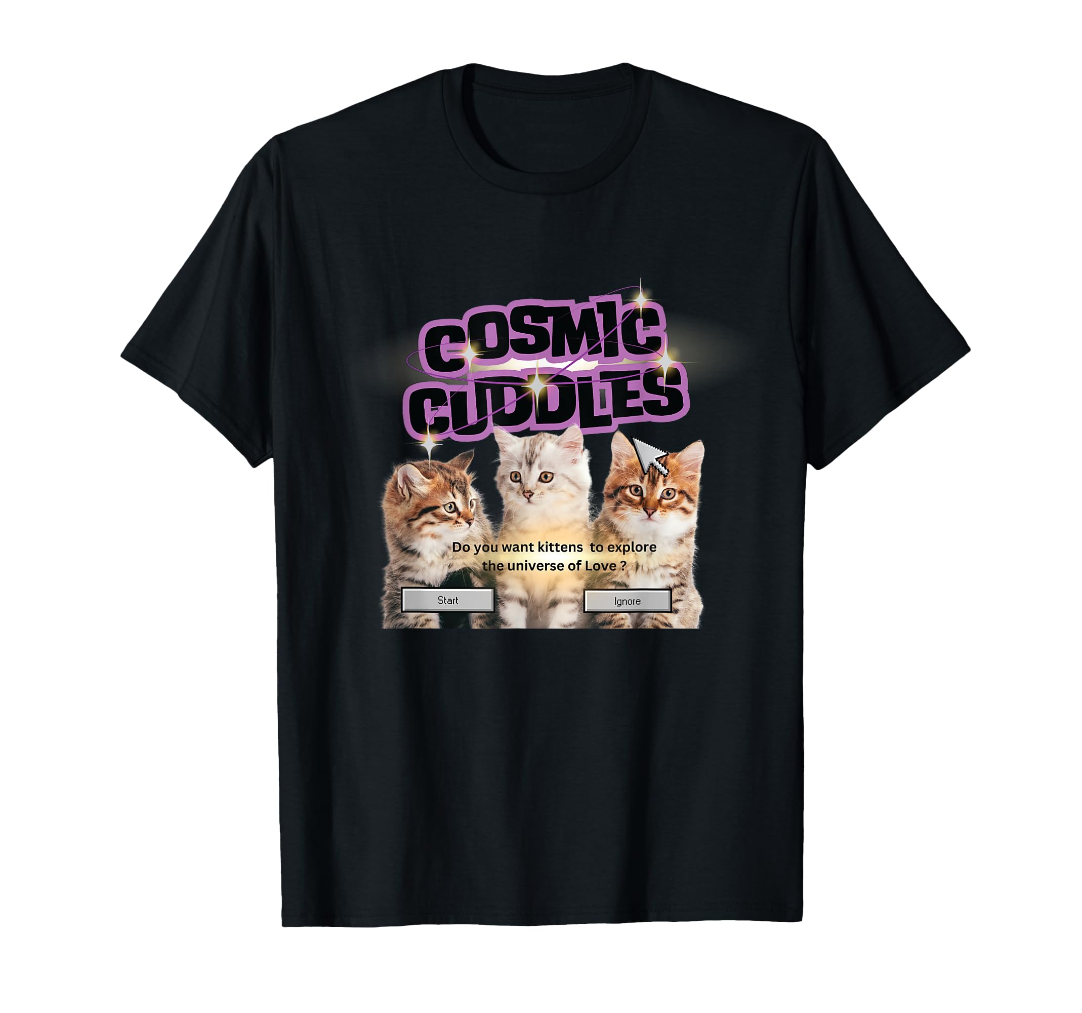 Cosmic Cuddles Kitty Cats Y2K Throwback T-Shirt - Custom Art Print Unisex - T-Shirt, Sweatshirt, Hoodie